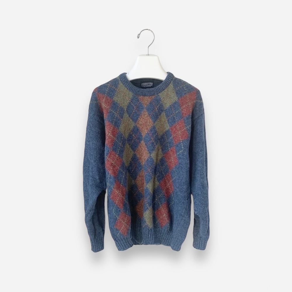 🌸Lands’ End🌸 Crew Neck Diamond Sweater Size Large 100% Wool